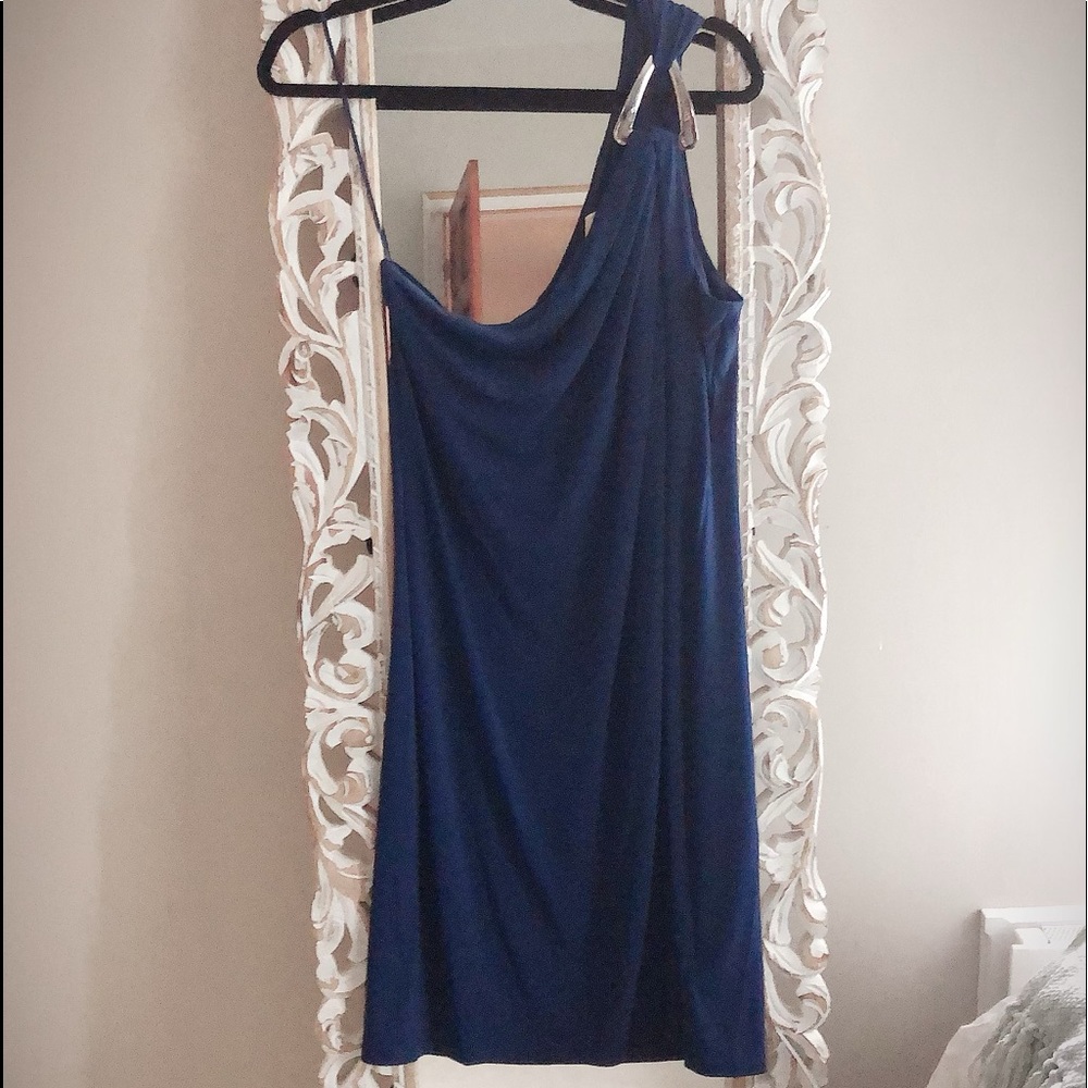 Michael Kors One-Shoulder Navy Blue Dress